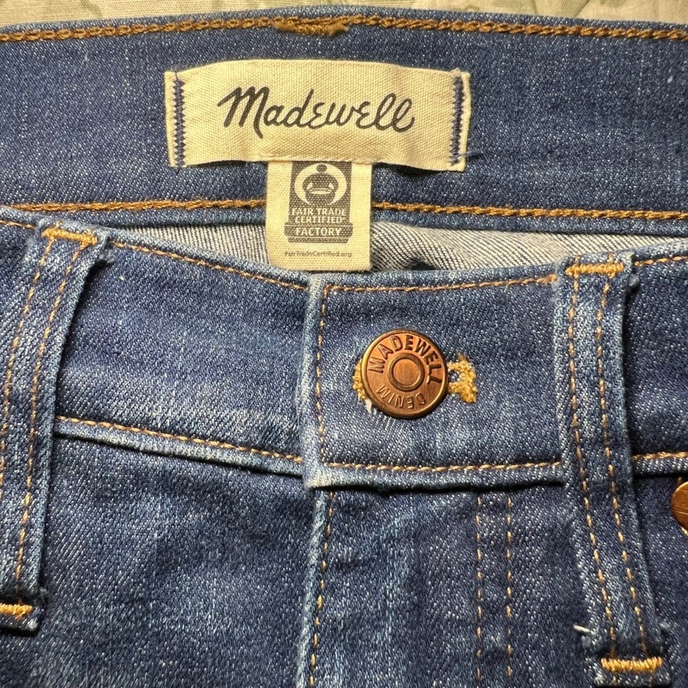 Madewell 9 Mid-Rise Skinny Jeans Blue Raw Hem Denim Size 27 - Picture 7 of 12